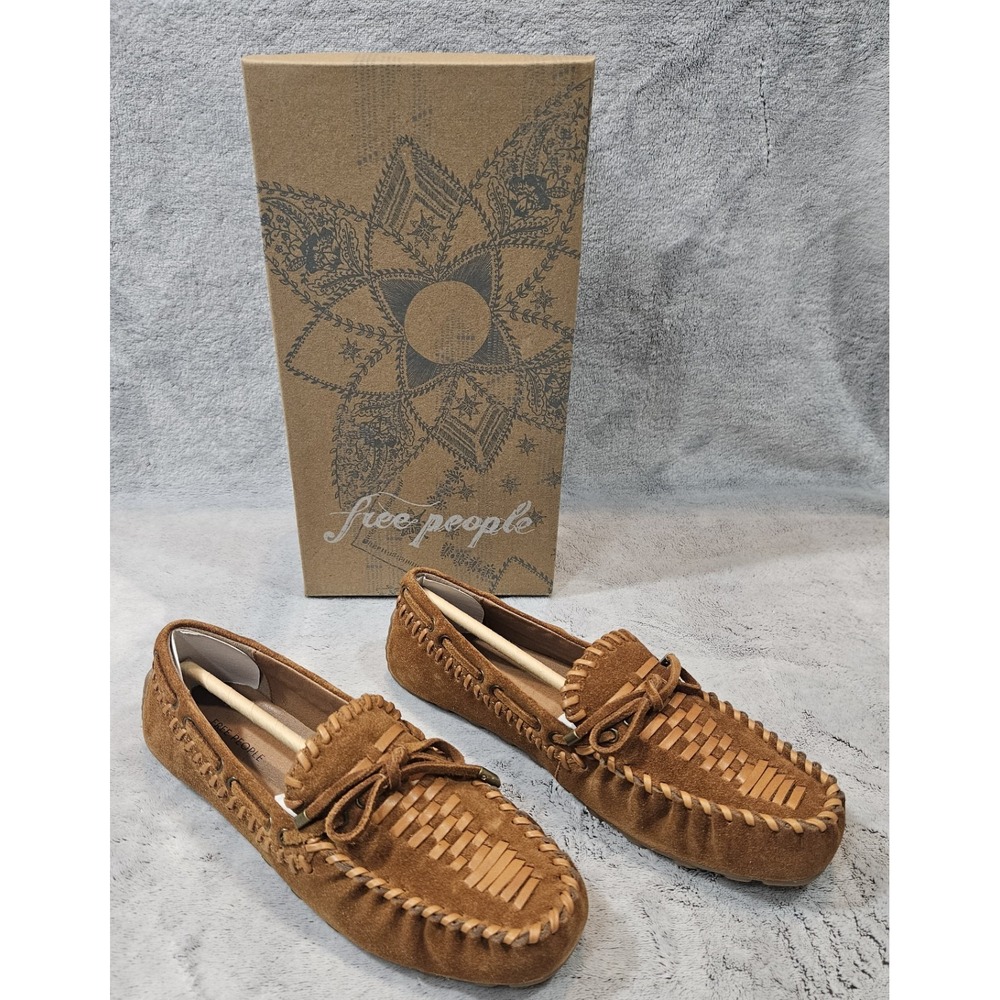 FREE PEOPLE Misty Suede Moccasins Women's Size US 6.5 Cognac Suede